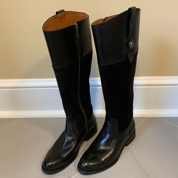FRYE Melissa Button Black Riding Boots - Picture 3 of 8